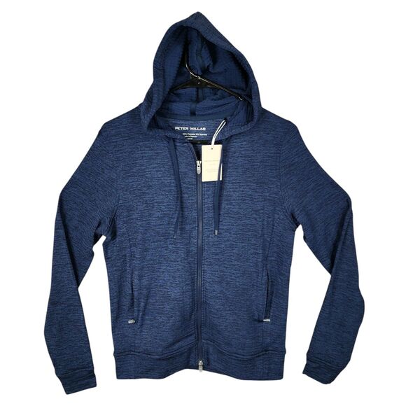 Peter Millar S Maven Full Zip Hoodie Womens Performance Sweatshirt Navy Blue NEW - Picture 2 of 14